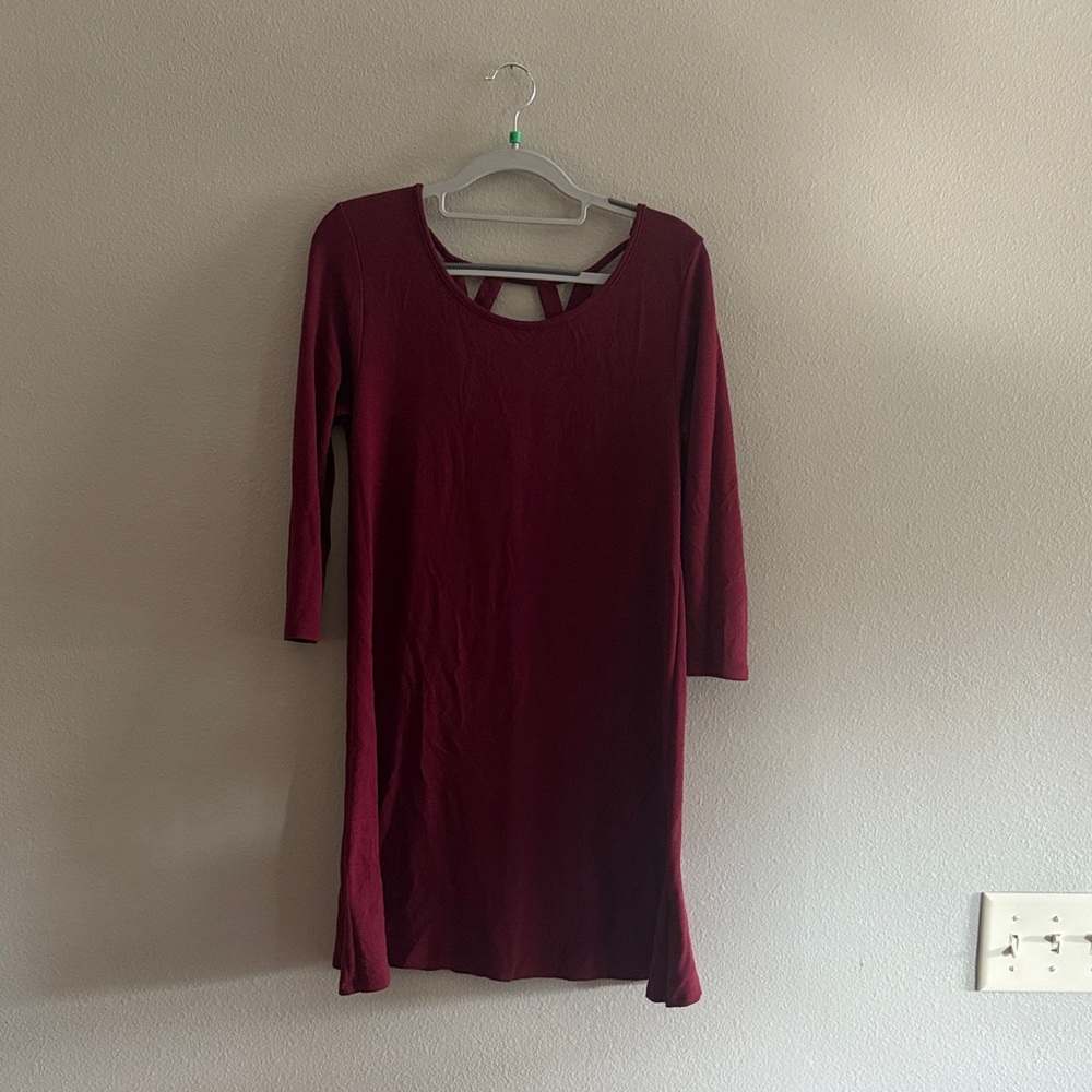 Alya Burgundy Long Sleeve Dress